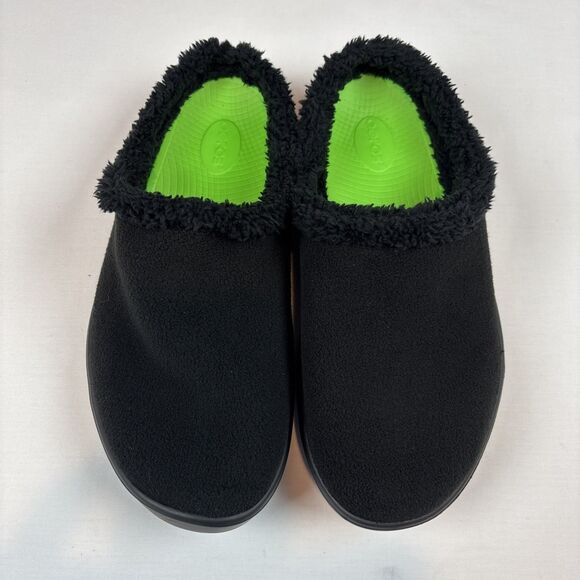 OOFOS Men's OOcoozie Mule Slides Fleece Slipper Black Size 11 - Picture 2 of 10